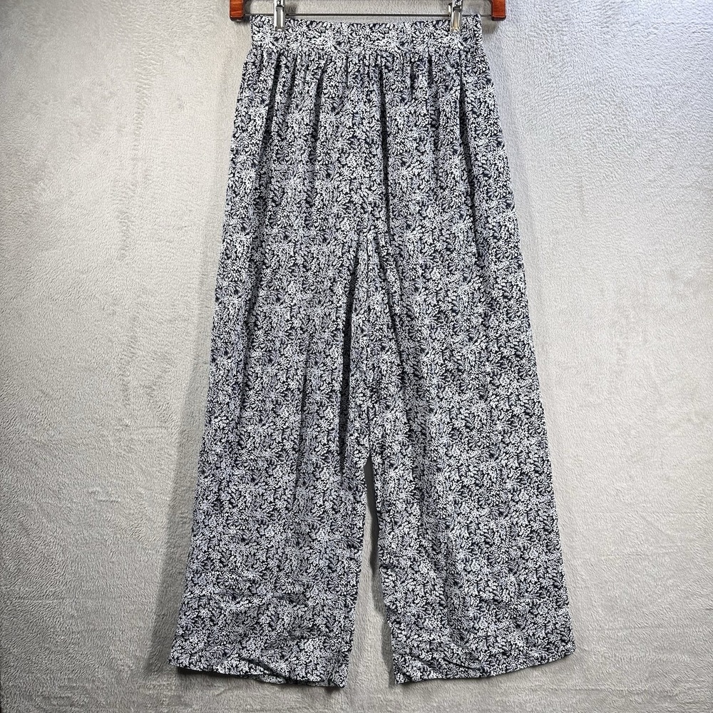 SK & Company Wide Leg High Rise Pants Vintage Size 10 (fits like a M) Blue Flowy
